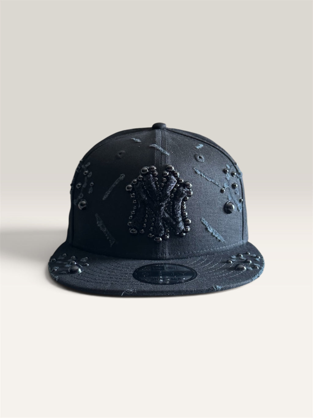 Custom New Era Cap (Black on Black Pearl Distressed Cap)