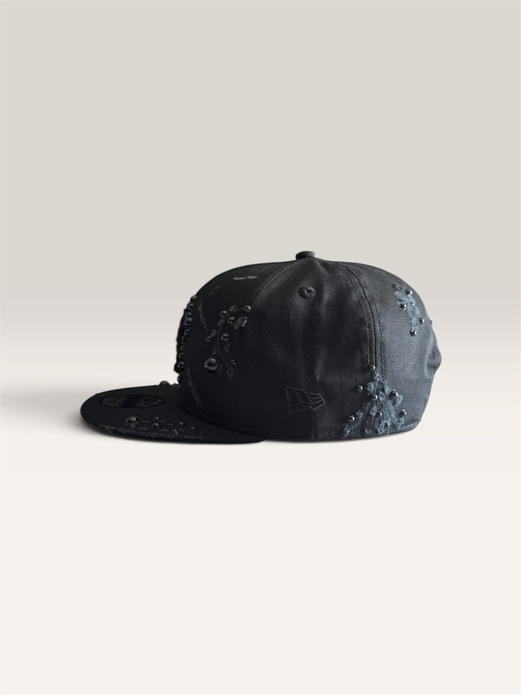Custom New Era Cap (Black on Black Pearl Distressed Cap)