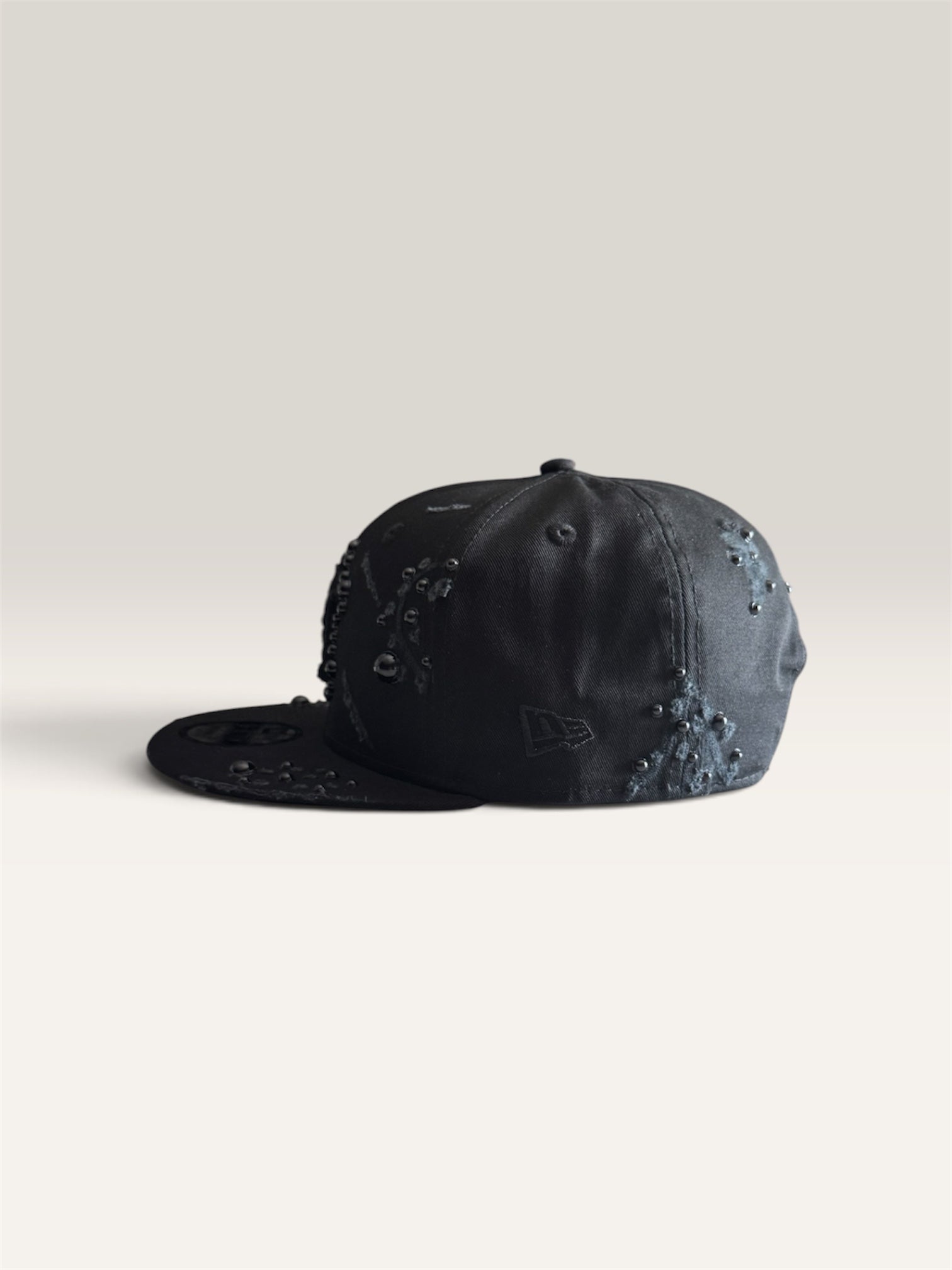 Custom New Era Cap (Black on Black Pearl Distressed Cap)