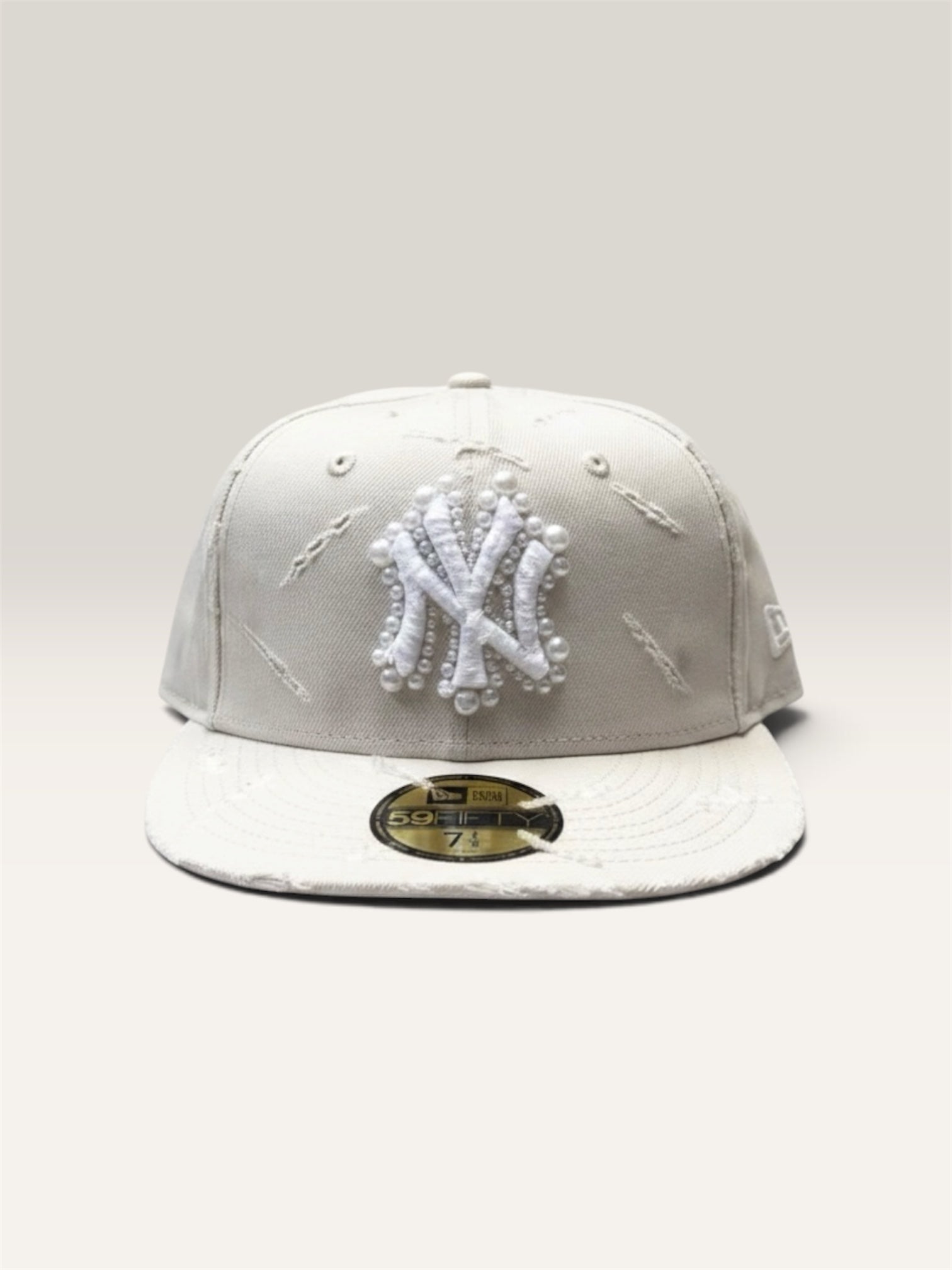 (Pre-Order) Custom New Era Cap (Beige Distressed Cap)